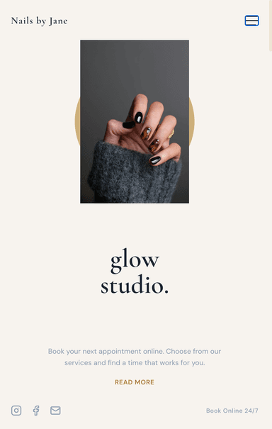 StudioSync booking website on mobile